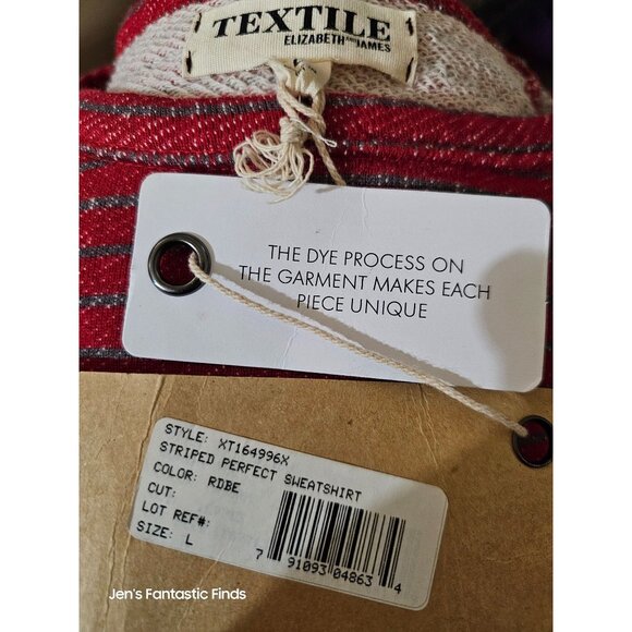 Textile Elizabeth & James Red & White Striped Perfect Sweatshirt - Picture 2 of 6